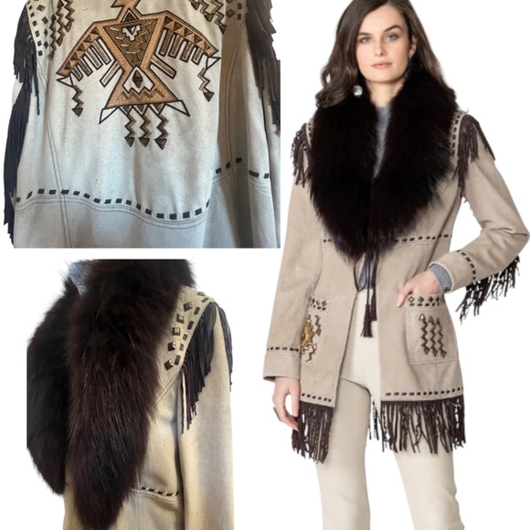 Double D Ranch Jackets & Blazers - Double D Ranch Thunderbird Dance Jacket  2XL  leather suede fur collar Plus size